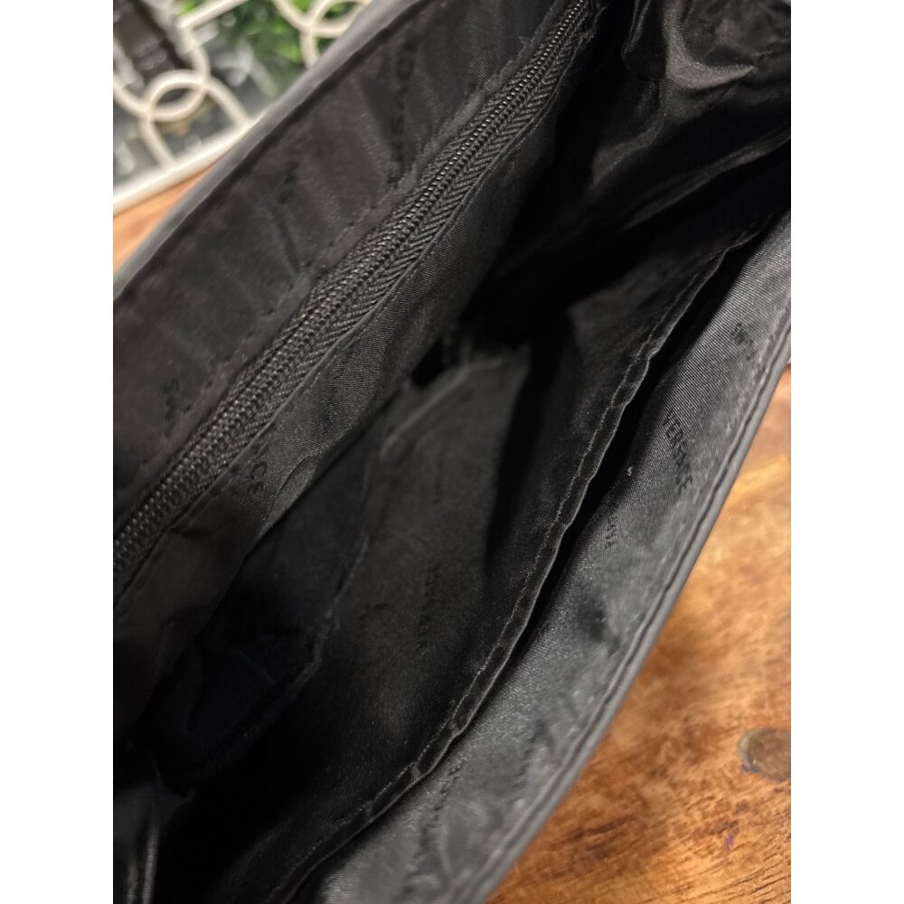 Versace Parfums Black Nylon Crossbody Bag With Gold Medusa Logo Greek Key Strap - Picture 6 of 15